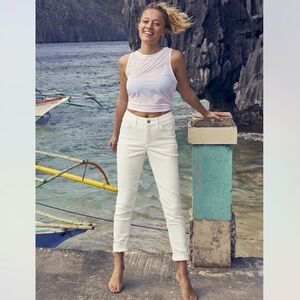Athleta Womens Sculptek Skinny Jean in White sz 2 Stretch Denim Active High-Rise